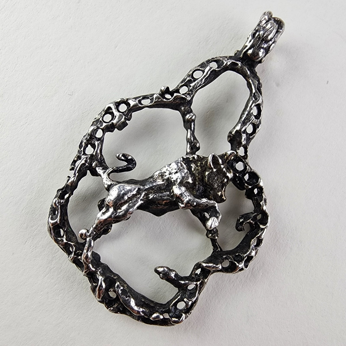 Brutalist Taurus the Bull Zodiac Sign Sterling Silver 925 Pendant
