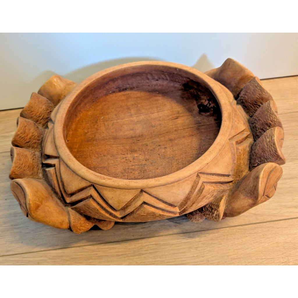 Hand Carved Wood Native Container Box Signed Mazive 1994