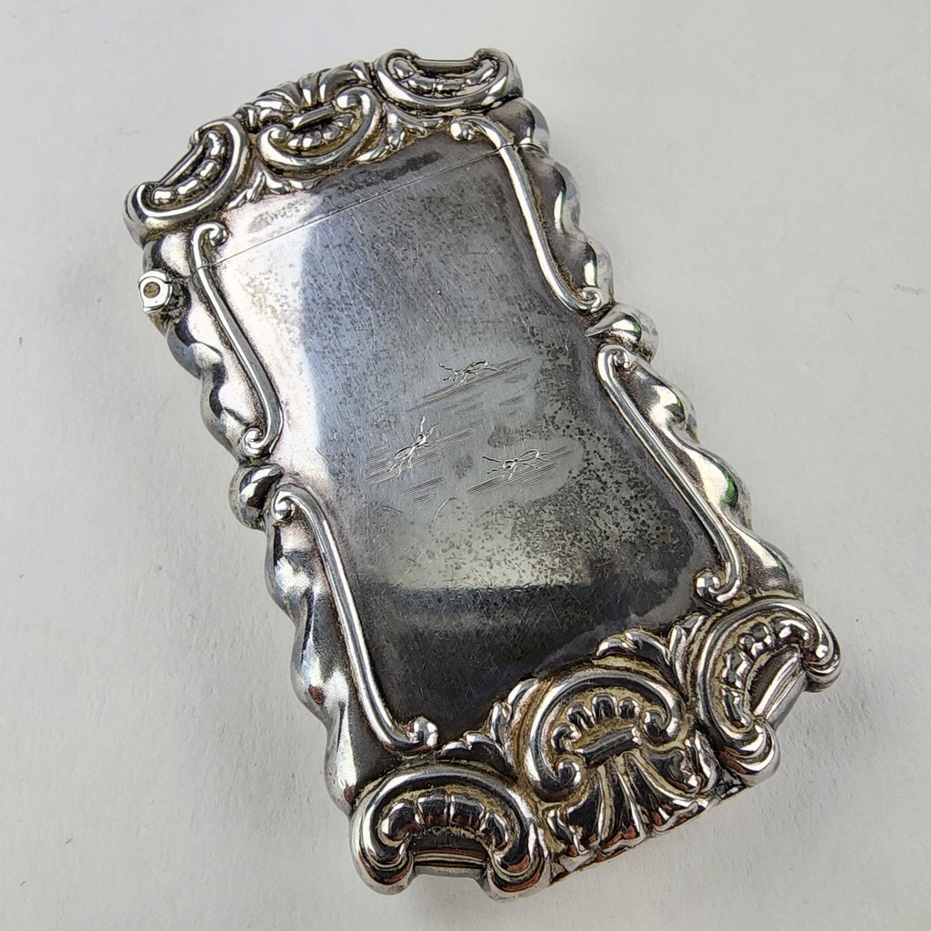 Art Nouveau Match Safe Sterling Silver 925 Engraved Frank & Insects Antique