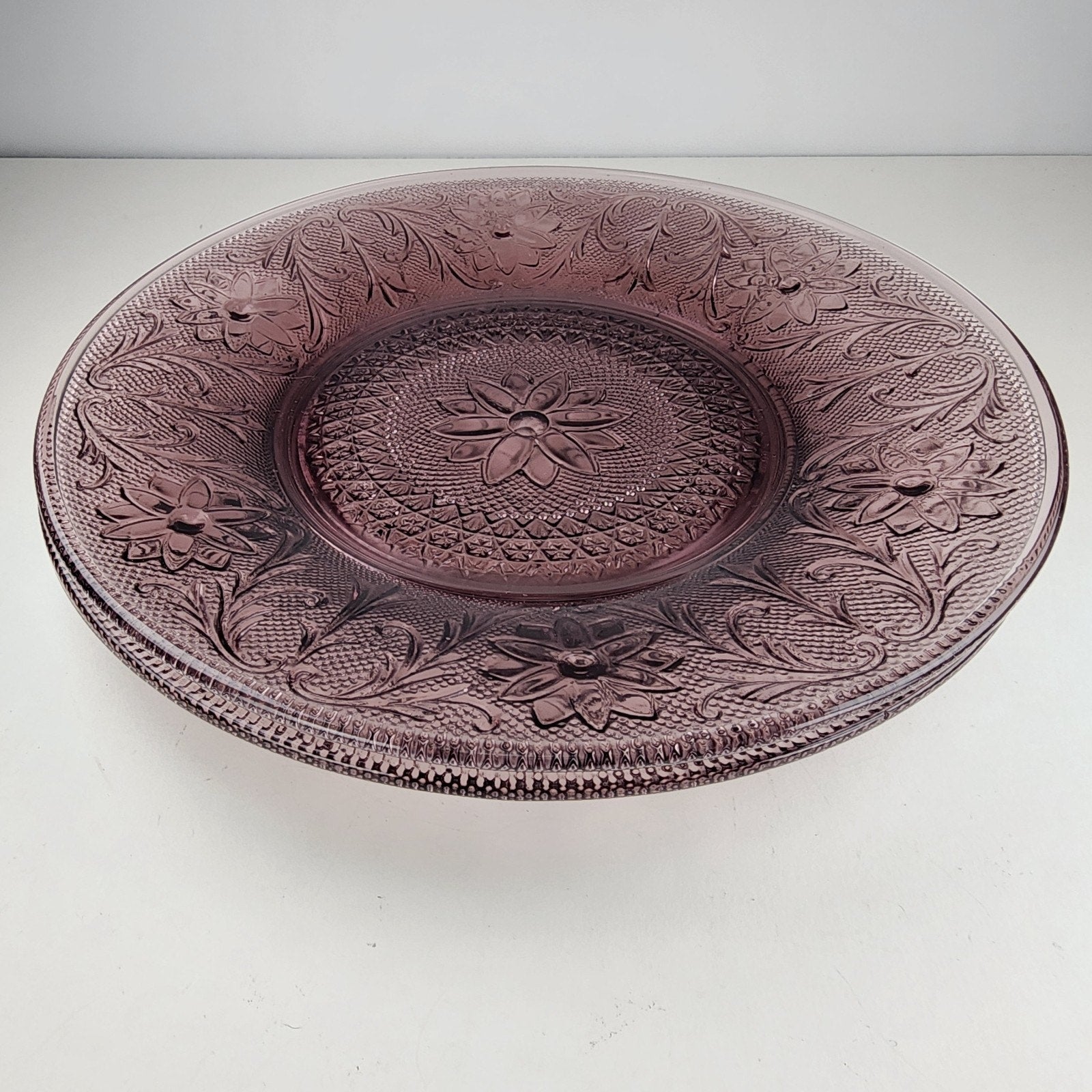 10 1/2" Amethyst Purple Plum Tiara Glass Salad Dessert Plate Set of 2