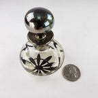 Art Nouveau Sterling Silver Overlay Glass Perfume Bottle with Stopper