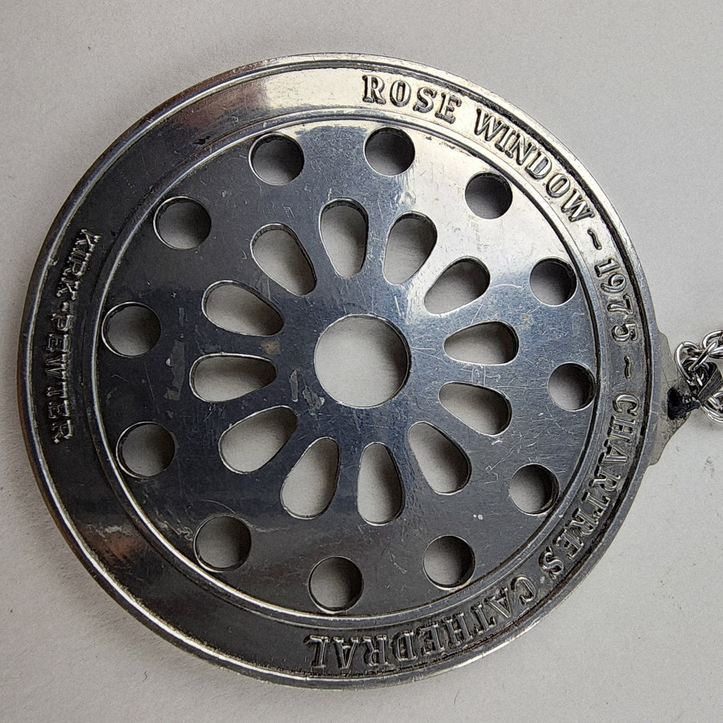 18" Rose Window Pendant Necklace Chartres Cathedral Kirk Pewter 1975