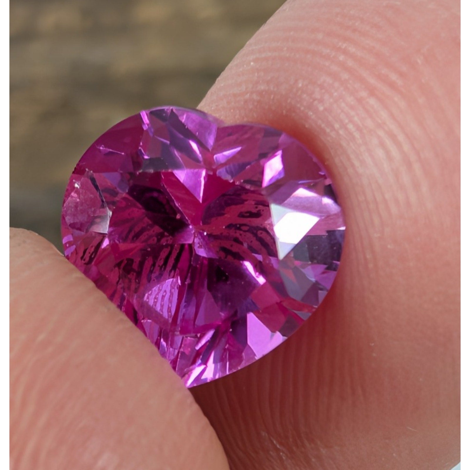 5.25ct Pink SAPPHIRE Heart Cut Lab Created 10mm x 10mm