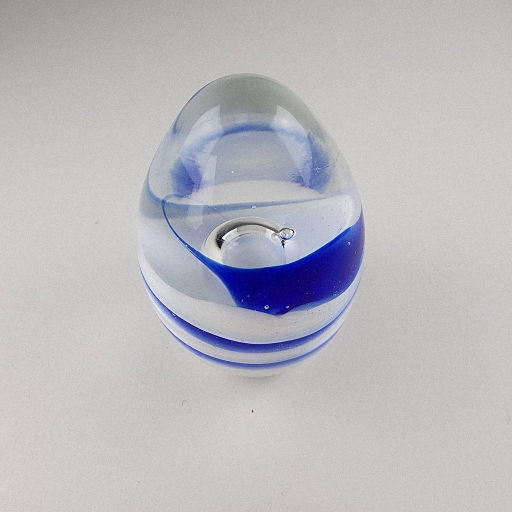 3" Air Trap Swirl Bubble Art Glass Paperweight Vintage Hand Blown Borosilicate