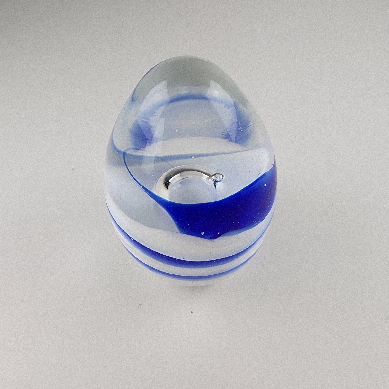3" Air Trap Swirl Bubble Art Glass Paperweight Vintage Hand Blown Borosilicate