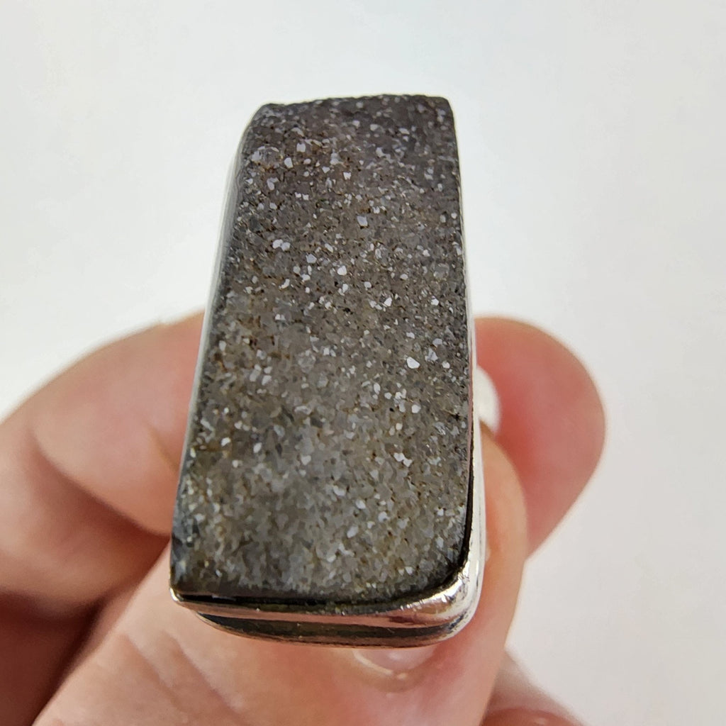 Natural Brown Quartz Druzy Ring Size 7 Sterling Silver 925 Vintage