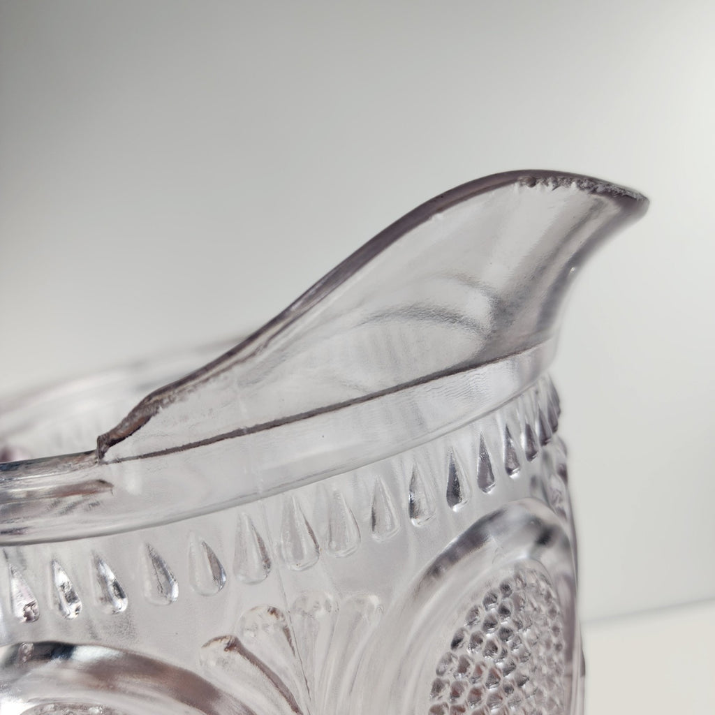Dotted Loop Pattern Purple Depression Glass Pitcher Vintage
