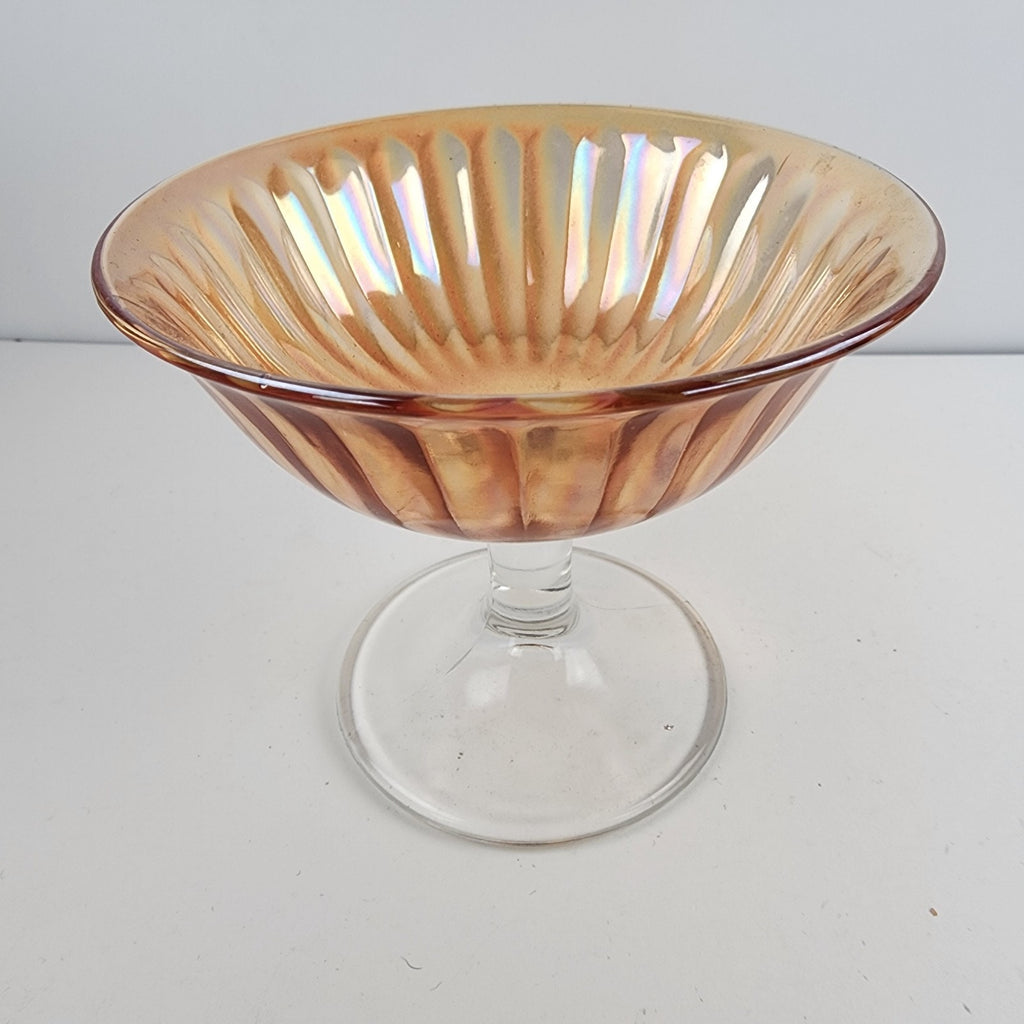 4" Marigold Carnival Glass Stemmed Ice Cream Sherbet Dessert Dish Set of 4