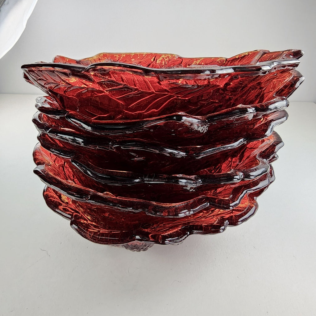 Indiana Glass Company Red & Yellow Logan Berry Bowl Set of 6