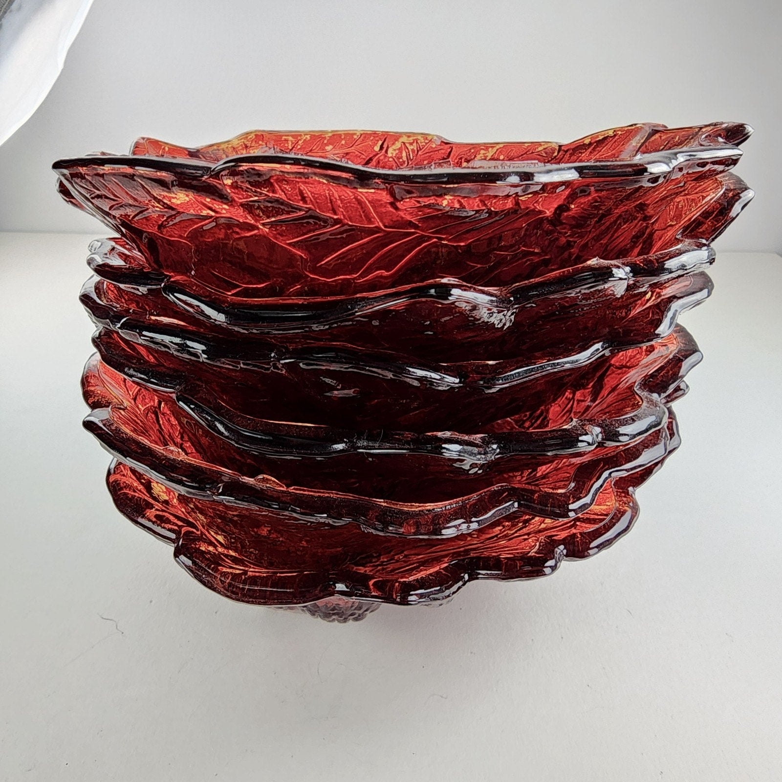 Indiana Glass Company Red & Yellow Logan Berry Bowl Set of 6