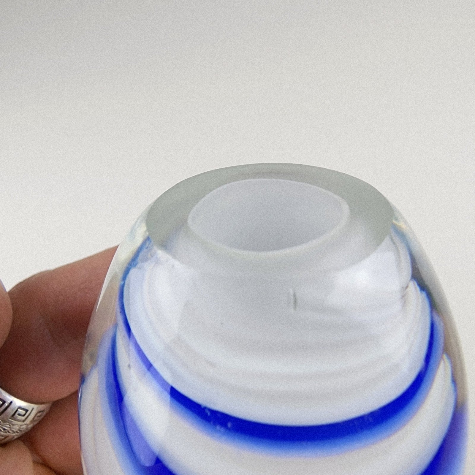 3" Air Trap Swirl Bubble Art Glass Paperweight Vintage Hand Blown Borosilicate