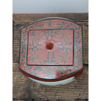 Chinese Porcelain Shard Red Lacquer Box Paper Mache