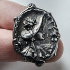 Victorian Sterling Silver 925 Cameo Brooch Pin Repousse
