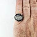 Vintage Sterling Silver 925 Cluster Cocktail Ring Size 7 1/2 Clear and Black