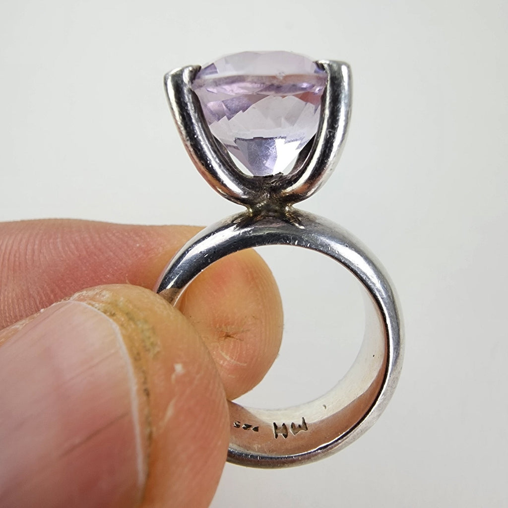 Pink Spinel Solitaire MH Designer High Set Ring Size 6 Sterling Silver 925