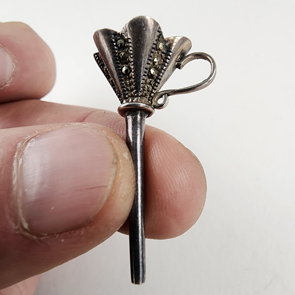 Perfume Bottle Funnel Sterling Silver 925 Marcasite Antique