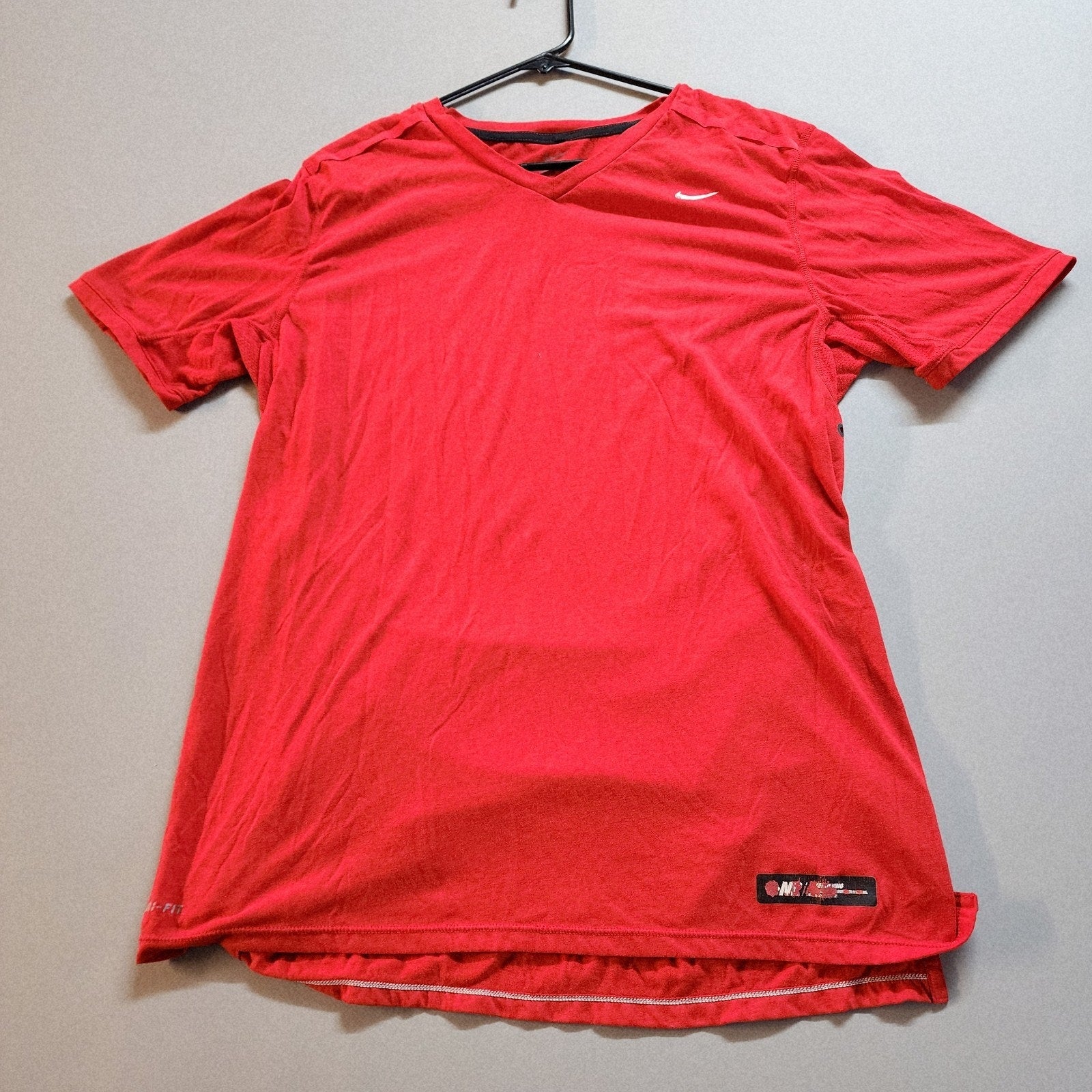 Large Nike Running Dri-Fit T-Shirt Red Vintage Mens Active Wear Short Sleeve