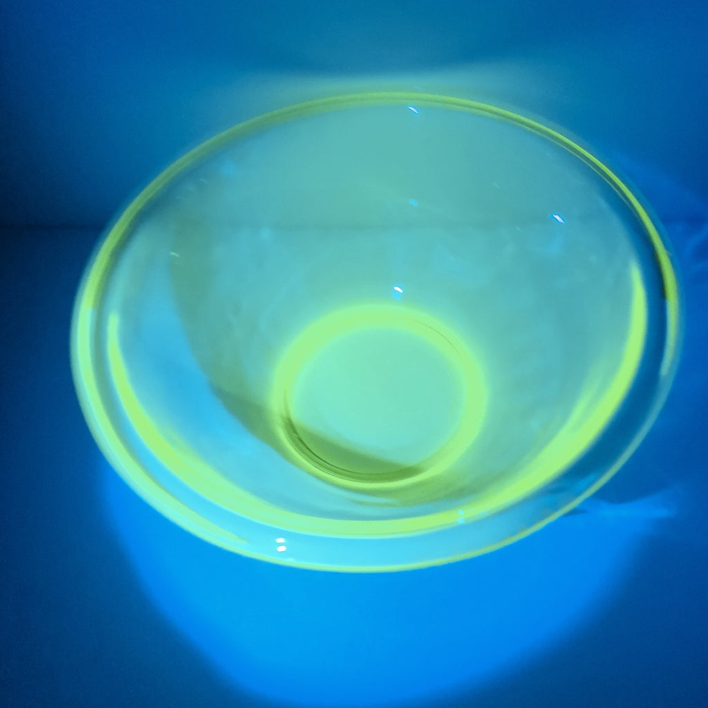 11" UV Glow Uranium Glass Mixing Bowl by H.C. Fry Glass Co Depression