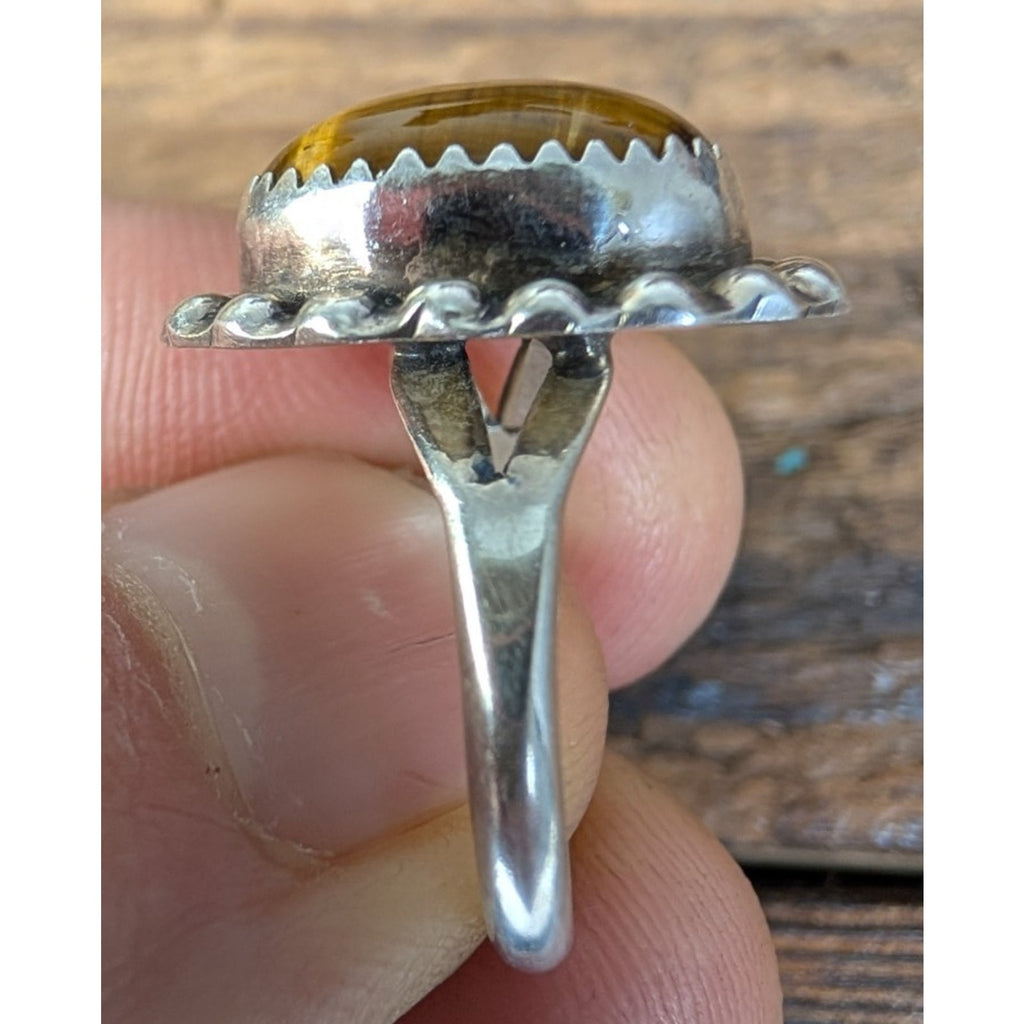 Tigers Eye Sterling Silver 925 Native Ring Size 7 Vintage