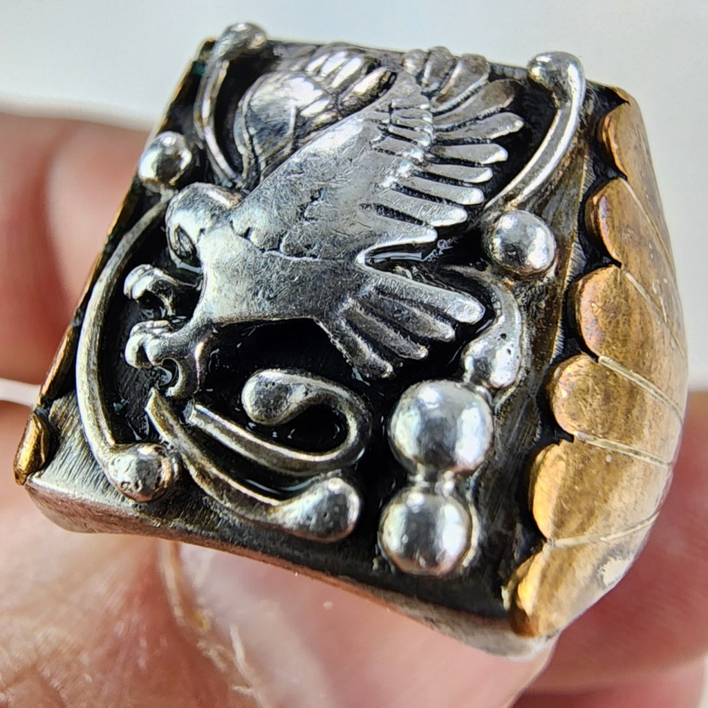 Black Hills Gold Eagle Mens Ring Size 11 Sterling Silver 925 & Brass Vintage
