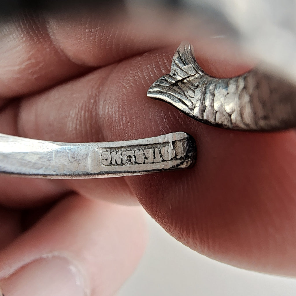 Vintage Fish Spoon Ring Adjustable Size 8 in Sterling Silver 925