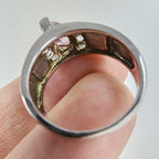 Opal Inlay Amethyst Ring Size 8 1/2 Sterling Silver 925 Vintage