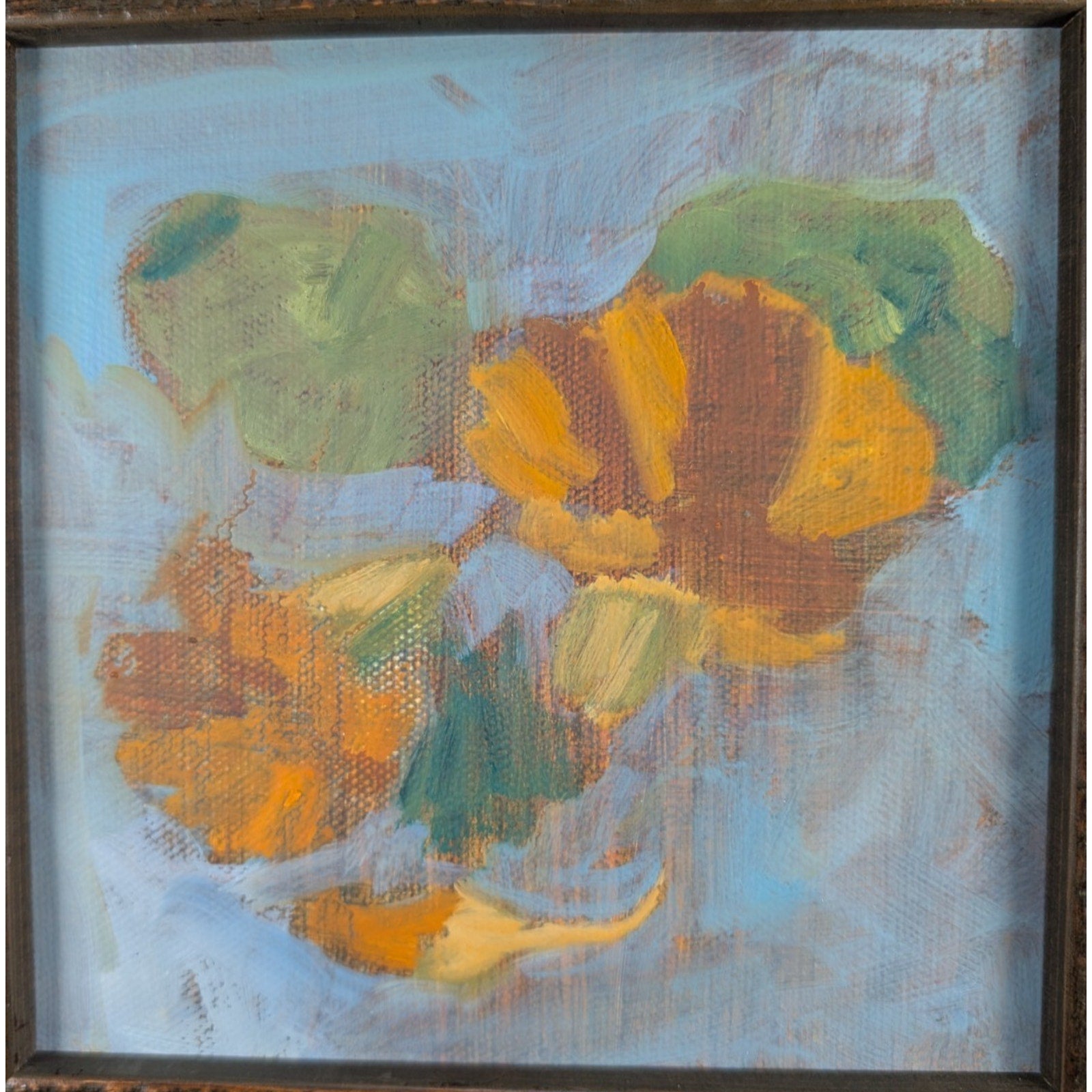 Impressionist Floral crylic on Canvas Small Framed Original Painting