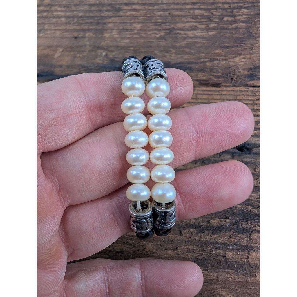 Honora Freshwater Pearl Sterling Silver 925 Braided Leather Bracelet