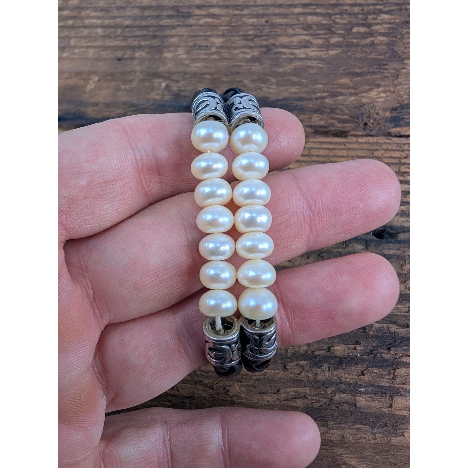 Honora Freshwater Pearl Sterling Silver 925 Braided Leather Bracelet