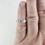 Three Stone Trillion & Princess Cut Ring Size 6 w Gold over Sterling Silver 925