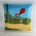 Fused Glass Plate with Red Kite by Youth Artist Stephanie P