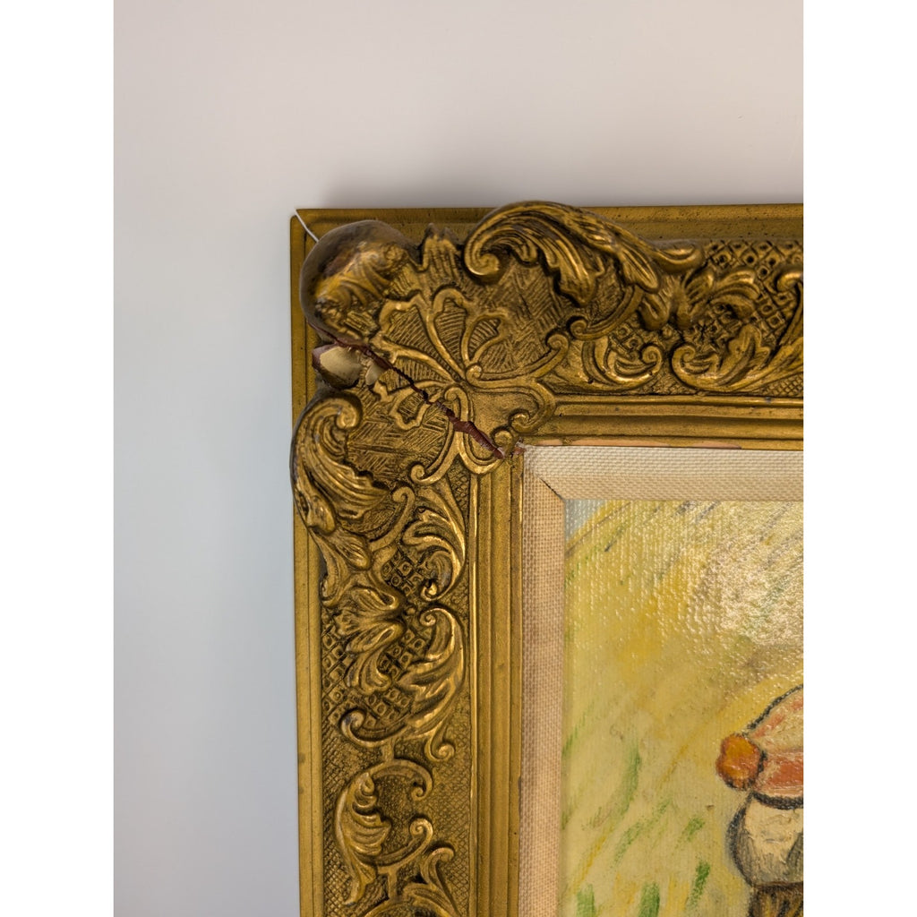 Renoir Girl With A Hat Reproduction Acryli on Canvas in Ornate Gilded Frame