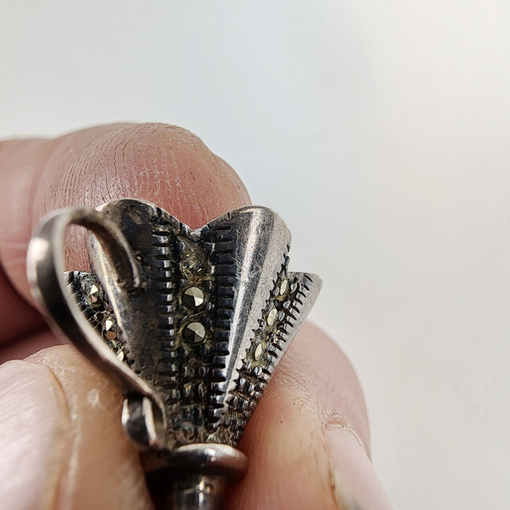 Perfume Bottle Funnel Sterling Silver 925 Marcasite Antique