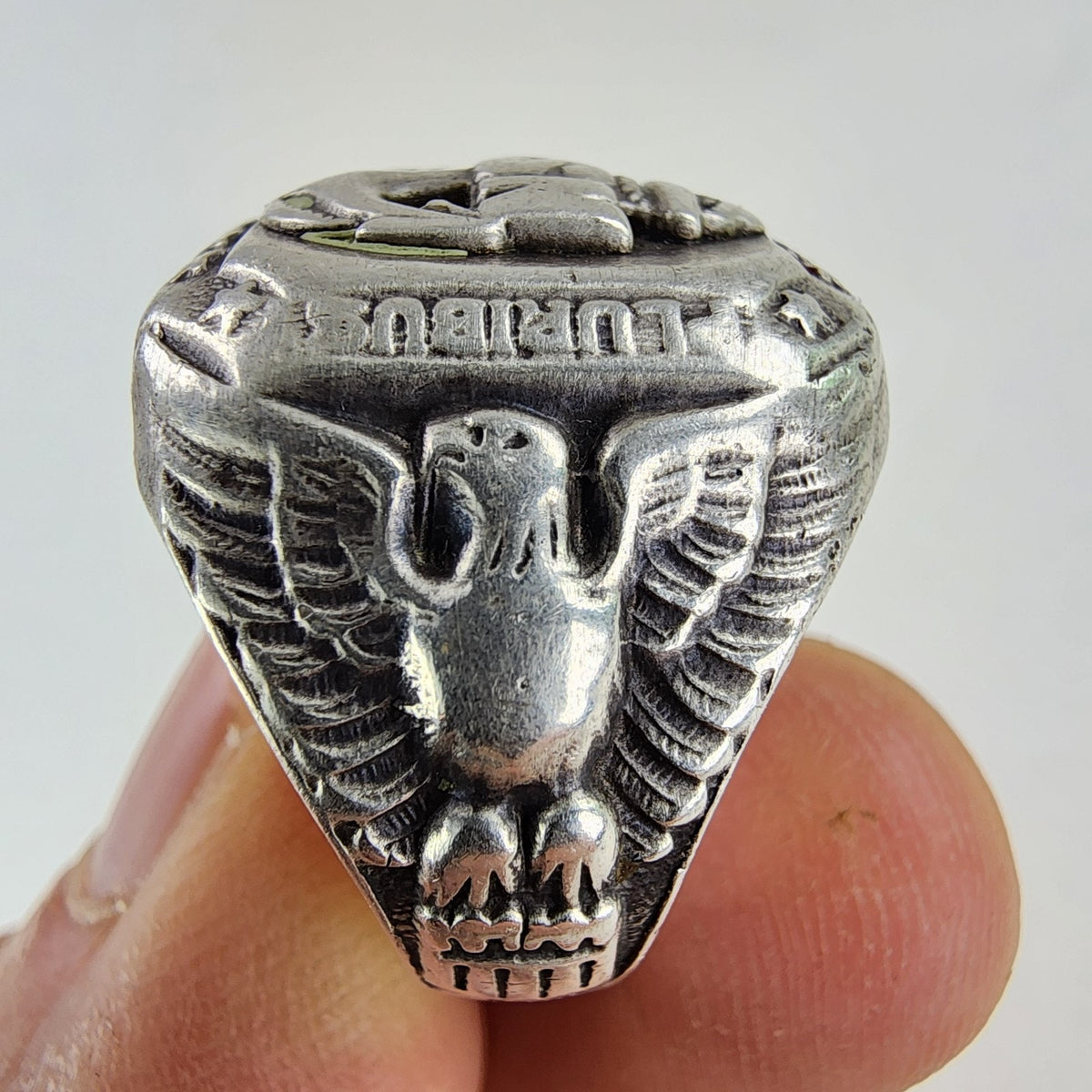 US Navy Eagle & Anchor Mens Ring Size 10 1/2 Sterling Silver 925 Vintage