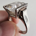 Vintage Emerald Cut Cocktail Ring Size 7 in Sterling Silver 925