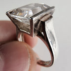 Vintage Emerald Cut Cocktail Ring Size 7 in Sterling Silver 925