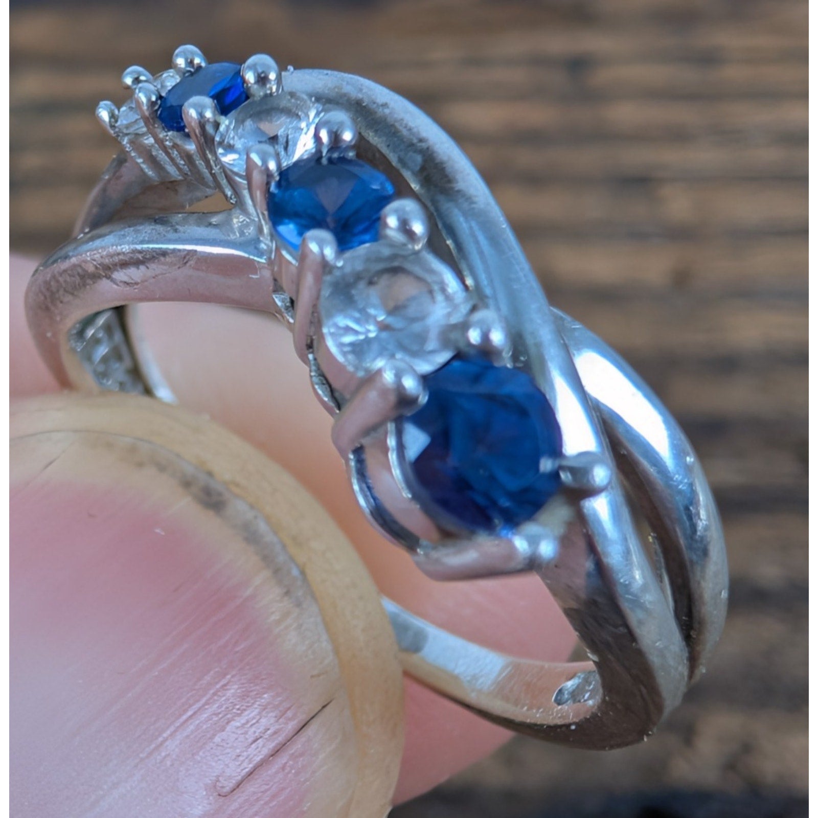 Vintage TOPAZ Sterling Silver 925 Bypass Ring Size 6