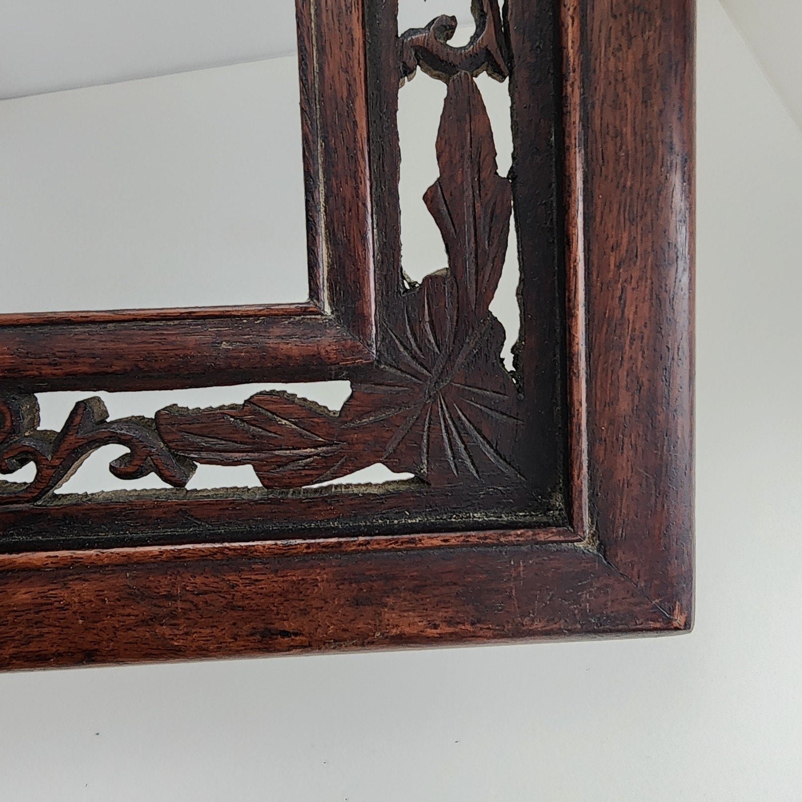 19th C Qing Chinese Painting Frame Hongmu Red Hardwood Openwork Screen Panel