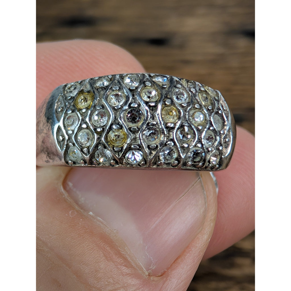 Vintage CZ Cluster Sterling Silver 925 Ring Size 8 1/2