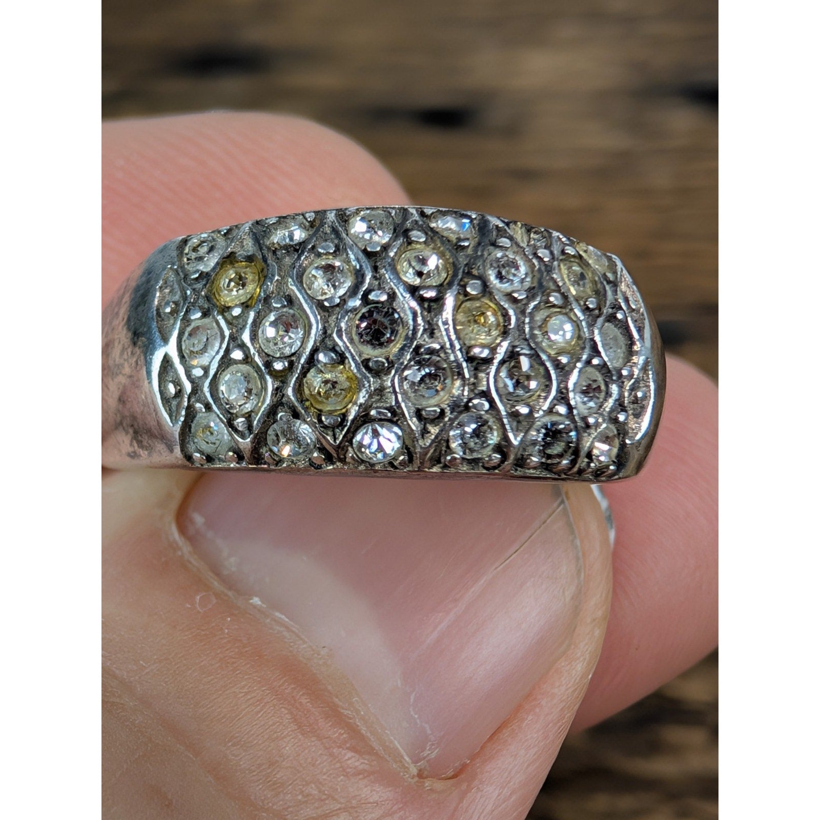 Vintage CZ Cluster Sterling Silver 925 Ring Size 8 1/2
