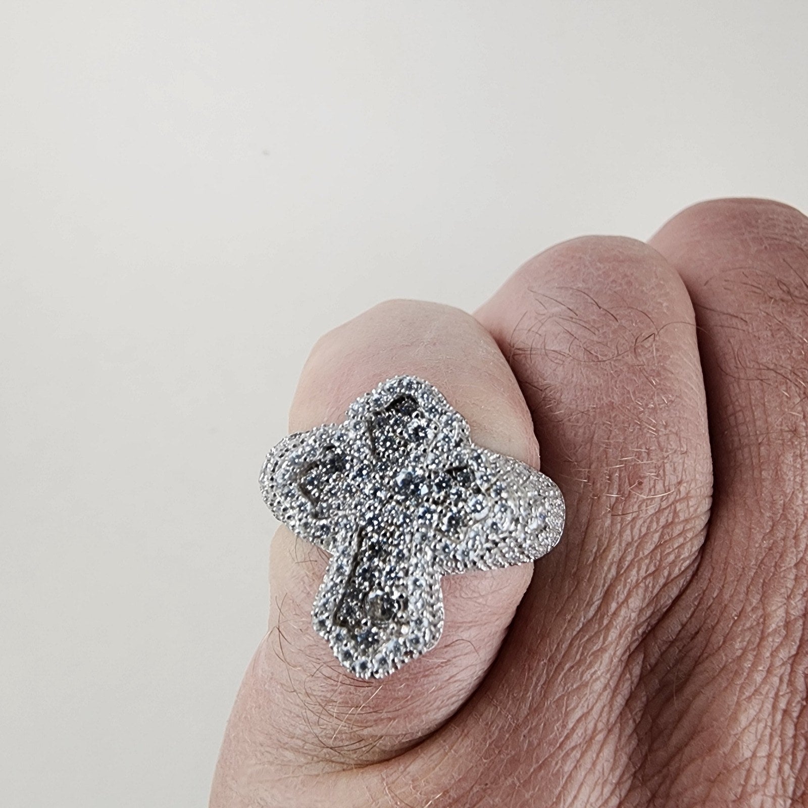 Moissanite Cross Ring Size 9 1/2 Sterling Silver 925 New Iced Out