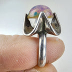 Foil Faux Opal Cabochon Ring Size 6 Sterling Silver 925 Vintage