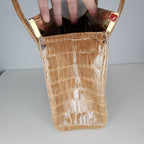 Vintage Judith Leiber Alligator Crocodile Purse Handbag Handled Day Bag Tan
