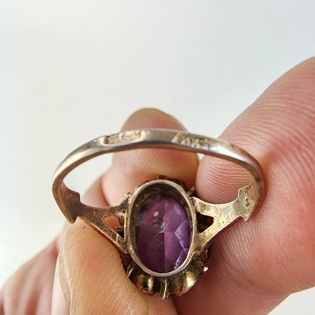 Purple Sapphire Russian Ring Size 9 Sterling Silver 875 Vintage