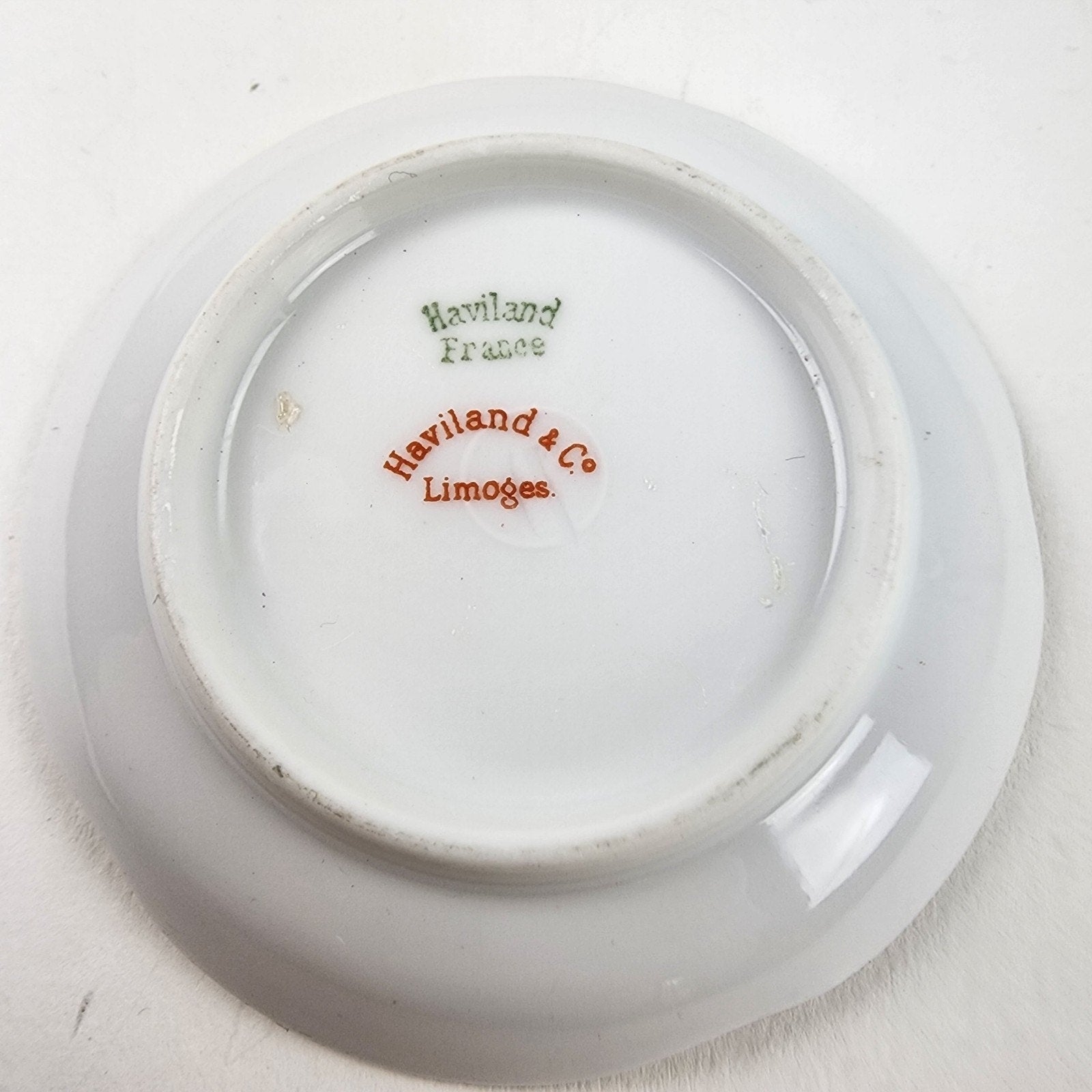 3" Porcelain Pair of Butter Pat Dishes Limoges France Hand Painted Vintage