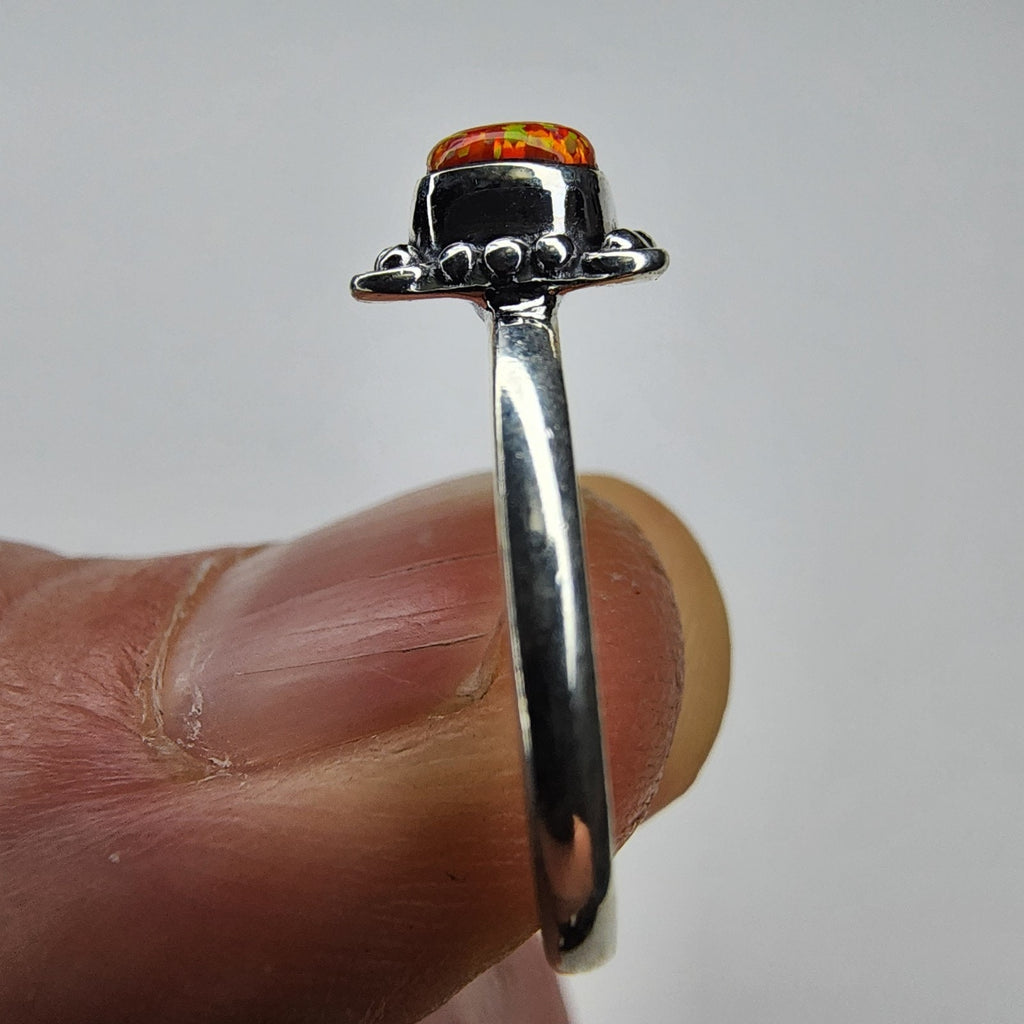 Sterling Silver 925 Orange Opal Southwestern Ring Size 8 1/2 New