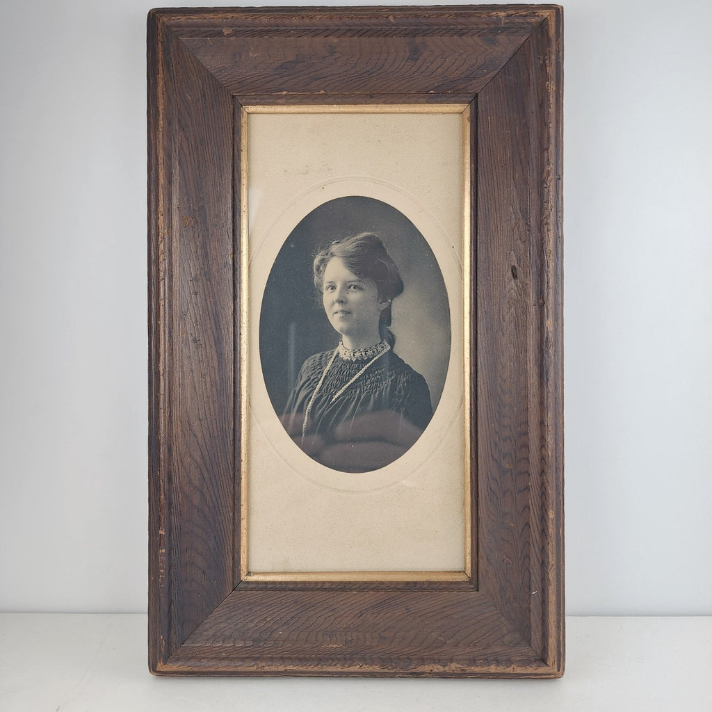 Black & White Woman Photo Framed Female Picture19th/20th Century Antique