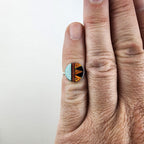 Opal Inlay Southwestern Ring Size 5 Sterling Silver 925 Black Onyx Vintage