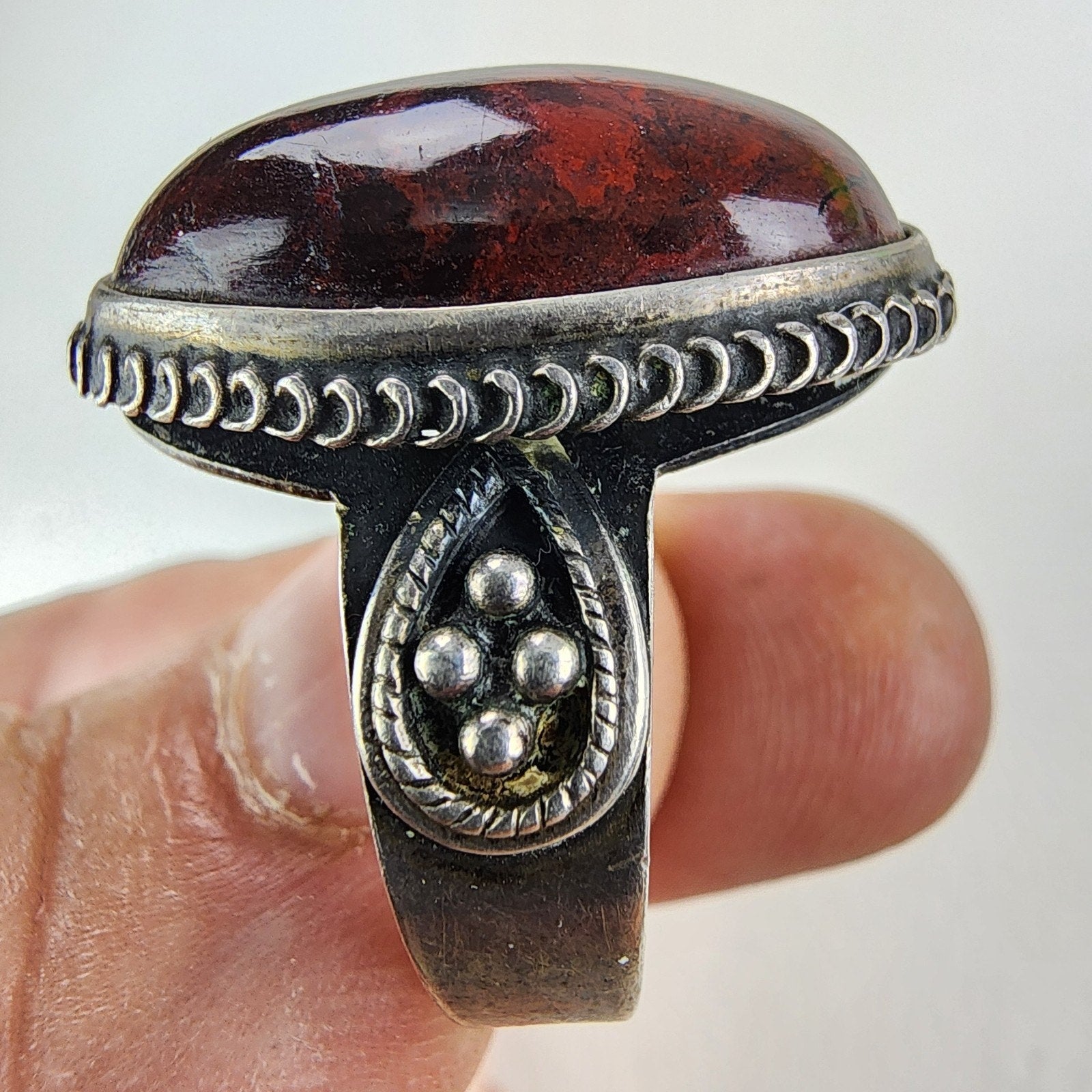 Baltic Amber Russian Beaded Ring Size 12 Sterling Silver 875 Vintage