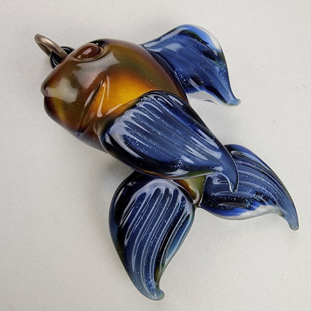 Brent Graber Dichroic Glass Goldfish Koi Fish Pendant 2015 Mr Smiley Boro